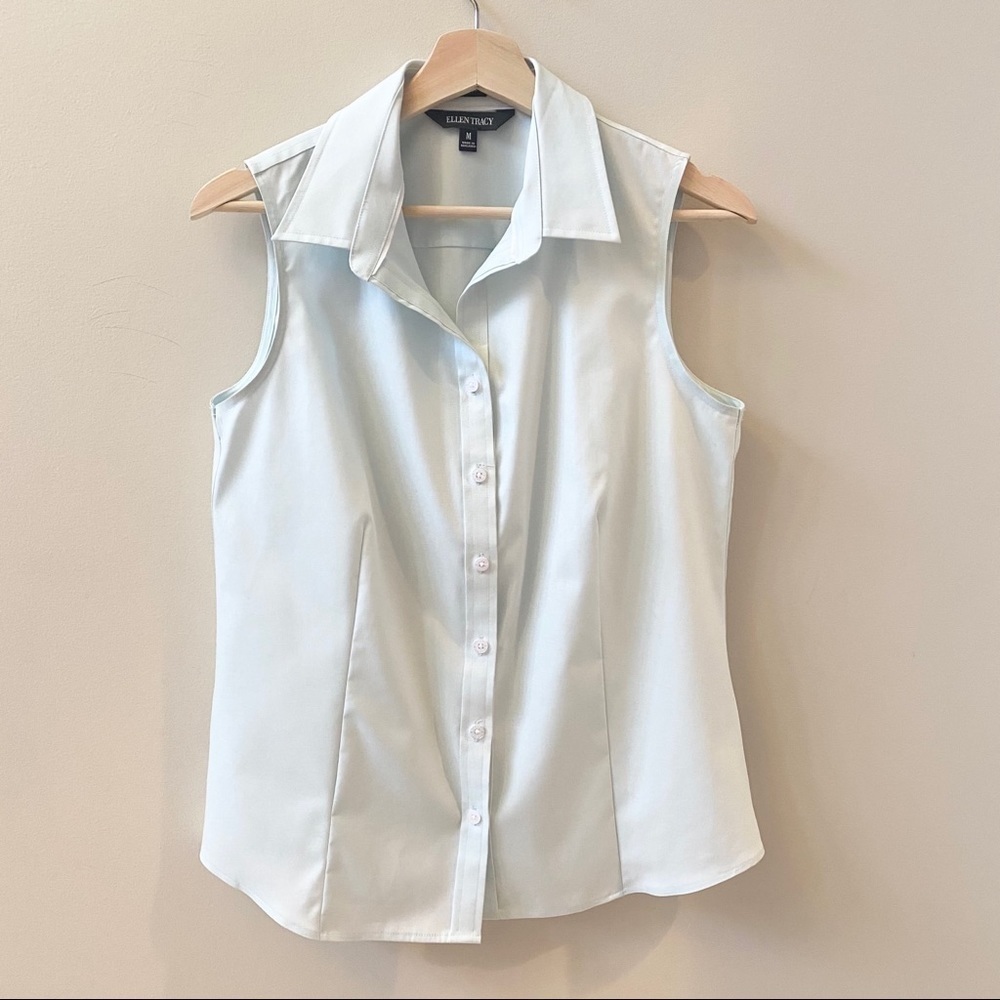 Ellen Tracy Collared Sleeveless Shirt M